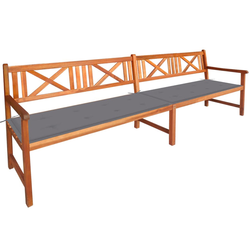 Dealsmate  Garden Bench with Cushions 240 cm Solid Acacia Wood