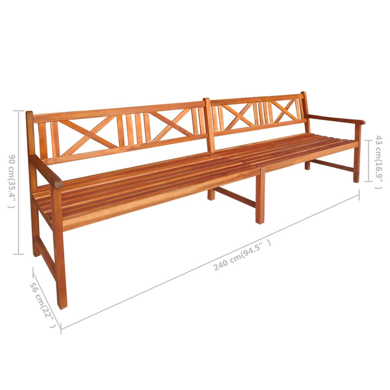 Dealsmate  Garden Bench with Cushions 240 cm Solid Acacia Wood