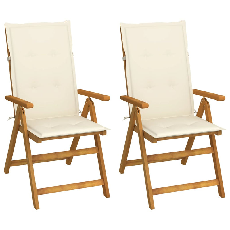 Dealsmate  Garden Reclining Chairs 2 pcs with Cushions Solid Acacia Wood