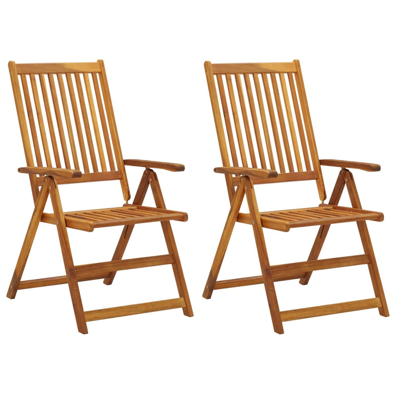 Dealsmate  Garden Reclining Chairs 2 pcs with Cushions Solid Acacia Wood