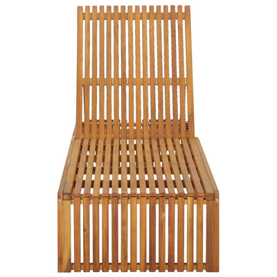 Dealsmate  Sun Lounger with Cushion Solid Acacia Wood