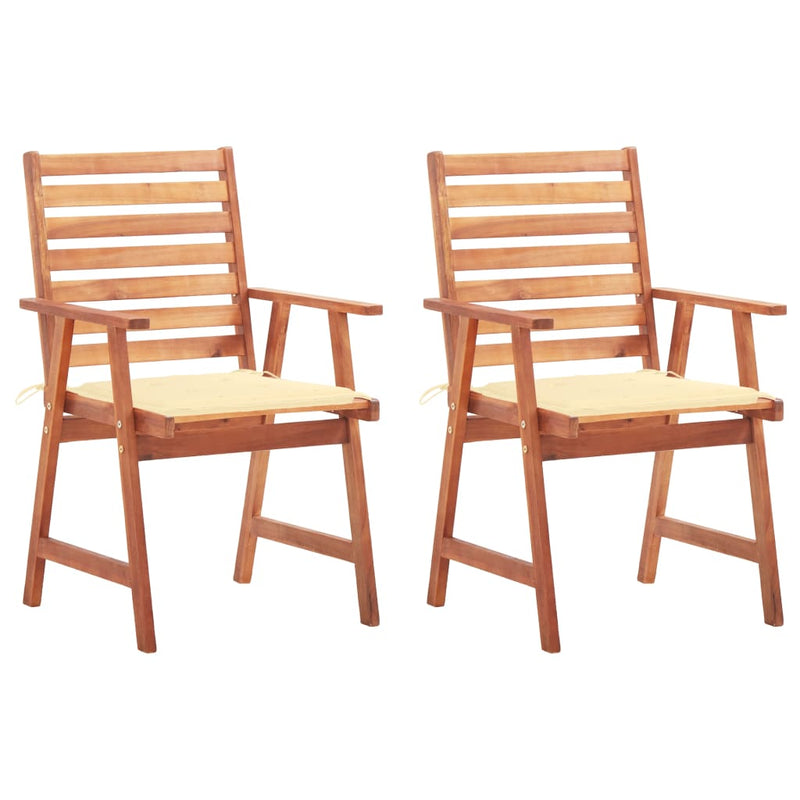 Dealsmate  Outdoor Dining Chairs 2 pcs with Cushions Solid Acacia Wood