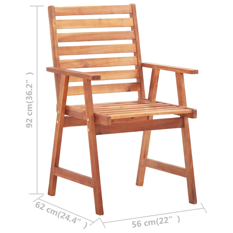 Dealsmate  Outdoor Dining Chairs 2 pcs with Cushions Solid Acacia Wood
