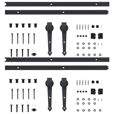 Dealsmate  Sliding Door Hardware Kits 2 pcs 200 cm Steel Black