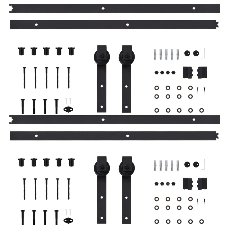 Dealsmate  Sliding Door Hardware Kits 2 pcs 183 cm Steel Black