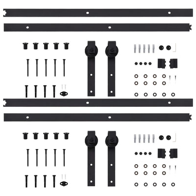 Dealsmate  Sliding Door Hardware Kits 2 pcs 200 cm Steel Black