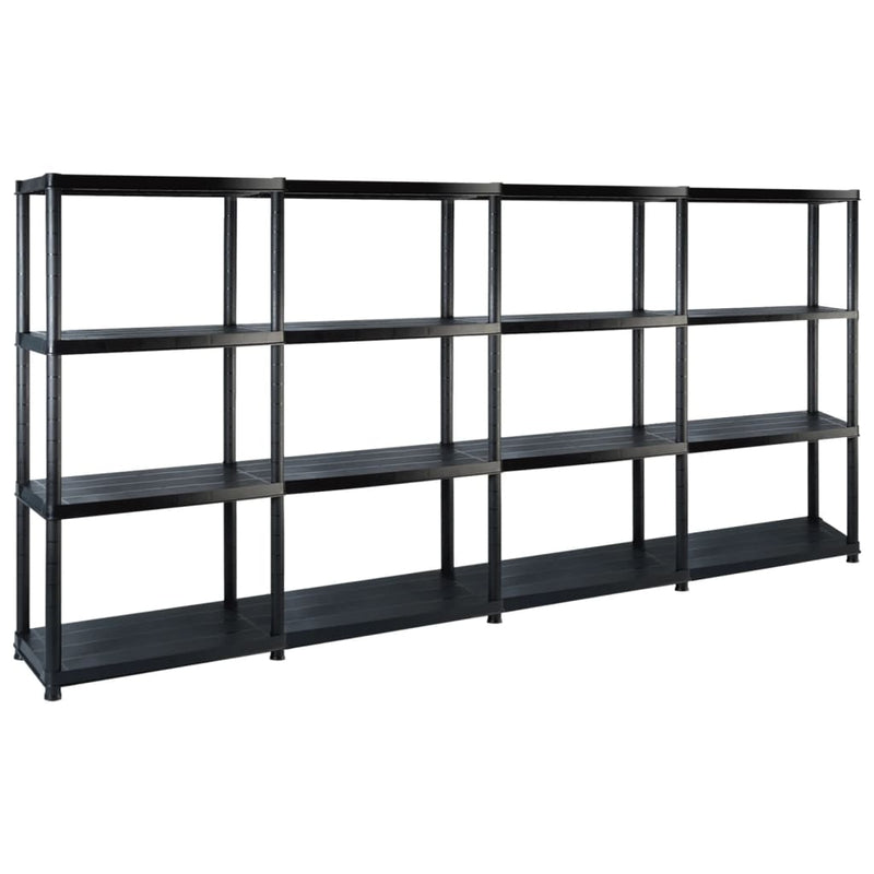 Dealsmate  Storage Shelf 4-Tier Black 244x30.5x130 cm Plastic