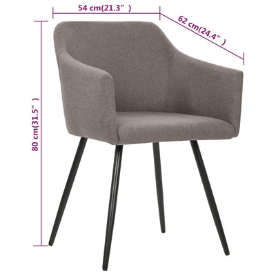 Dealsmate  Dining Chairs 6 pcs Taupe Fabric