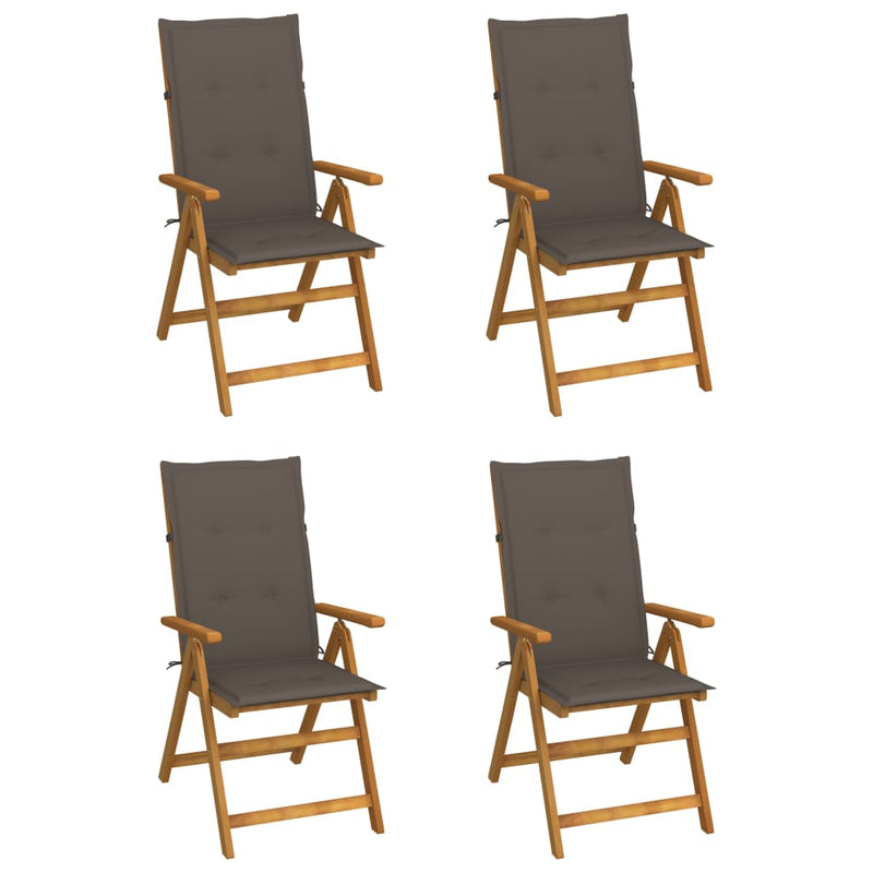 Dealsmate  Garden Reclining Chairs 4 pcs with Cushions Solid Acacia Wood