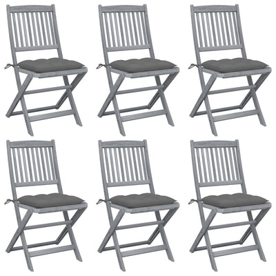 Dealsmate  Folding Outdoor Chairs 6 pcs with Cushions Solid Acacia Wood