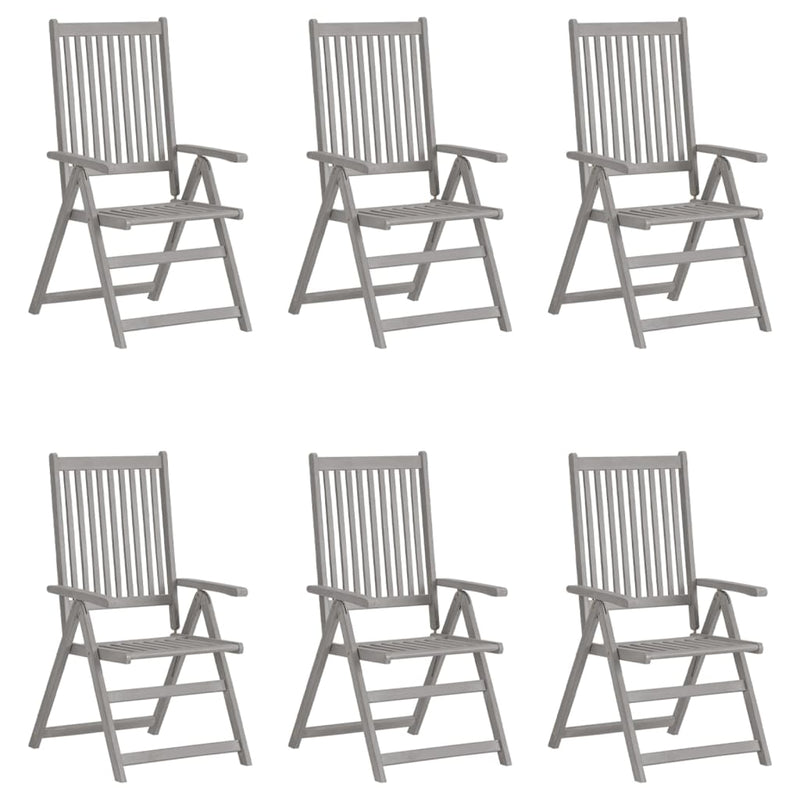 Dealsmate  Garden Reclining Chairs 6 pcs Grey Solid Wood Acacia