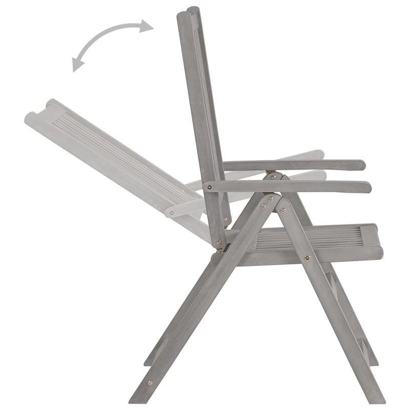 Dealsmate  Garden Reclining Chairs 6 pcs Grey Solid Wood Acacia