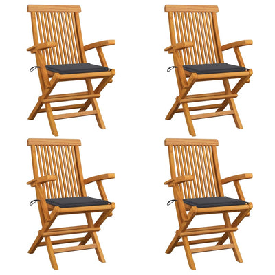 Dealsmate  Garden Chairs with Anthracite Cushions 4 pcs Solid Teak Wood
