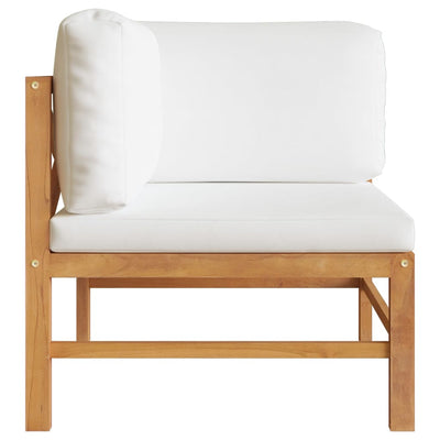 Dealsmate  Corner Sofa with Cream Cushions Solid Teak Wood