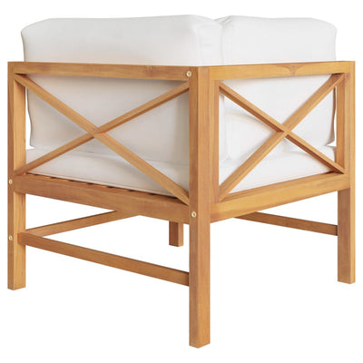 Dealsmate  Corner Sofa with Cream Cushions Solid Teak Wood