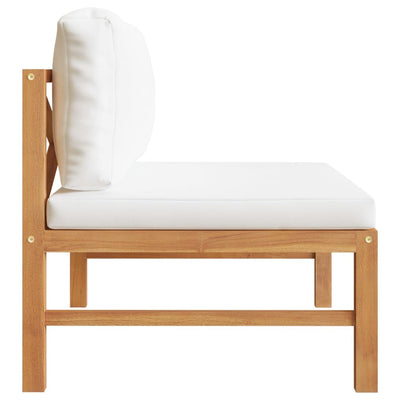 Dealsmate  Middle Sofa with Cream Cushions Solid Teak Wood