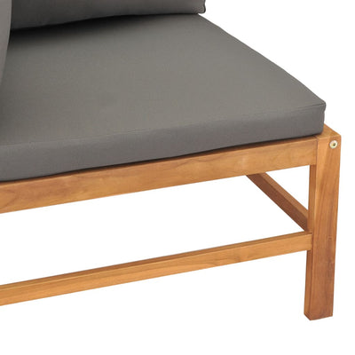 Dealsmate  Corner Sofa with Dark Grey Cushions Solid Teak Wood