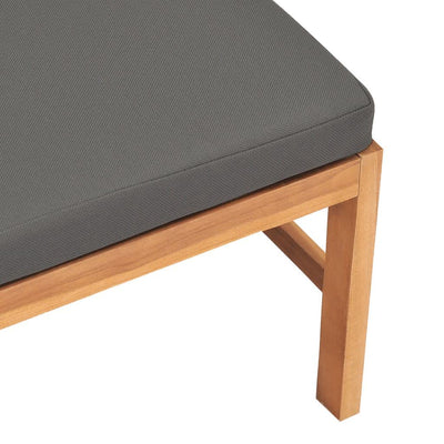 Dealsmate  Middle Sofa with Dark Grey Cushions Solid Teak Wood