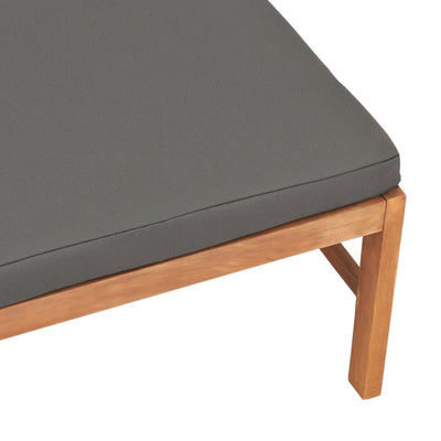 Dealsmate  Footrest with Dark Grey Cushion Solid Teak Wood