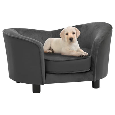 Dealsmate  Dog Sofa Dark Grey 69x49x40 cm Plush and Faux Leather
