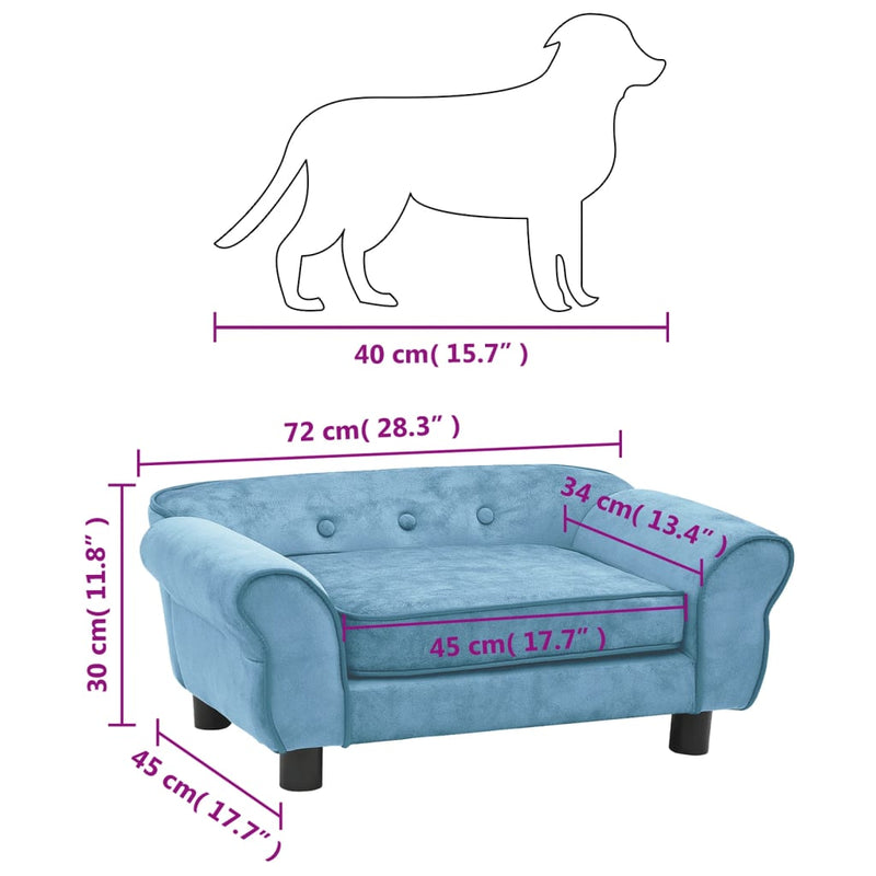 Dealsmate  Dog Sofa Turquoise 72x45x30 cm Plush