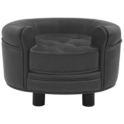 Dealsmate  Dog Sofa Dark Grey 48x48x32 cm Plush and Faux Leather