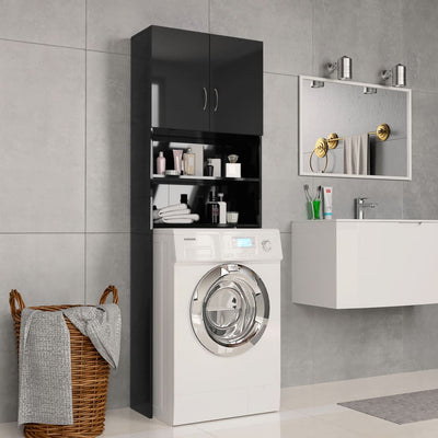 Dealsmate  Washing Machine Cabinet High Gloss Black 64x25.5x190 cm