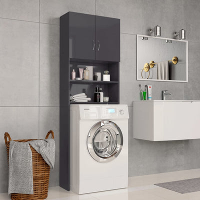 Dealsmate  Washing Machine Cabinet High Gloss Grey 64x25.5x190 cm