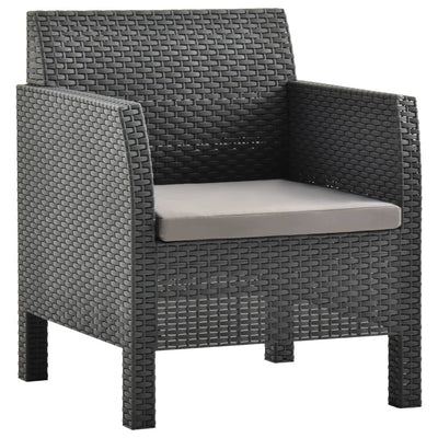 Dealsmate  3 Piece Garden Lounge Set with Cushions PP Rattan Anthracite