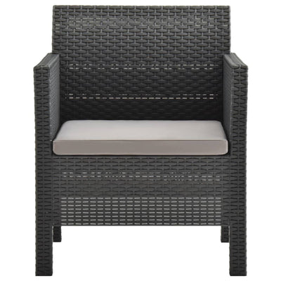 Dealsmate  3 Piece Garden Lounge Set with Cushions PP Rattan Anthracite