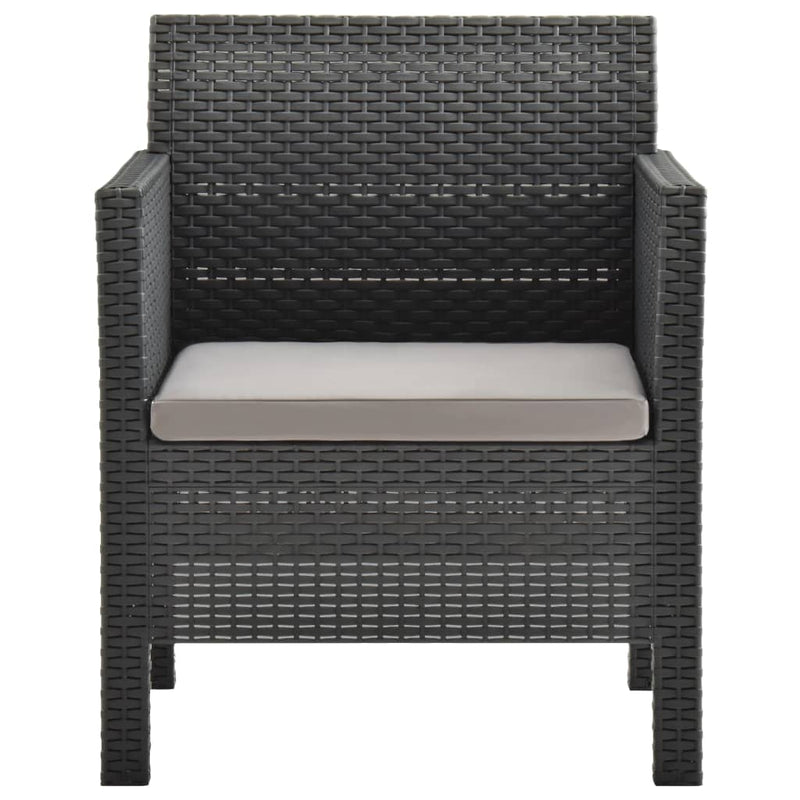 Dealsmate  3 Piece Garden Lounge Set with Cushions PP Rattan Anthracite