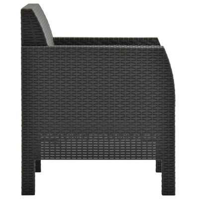 Dealsmate  3 Piece Garden Lounge Set with Cushions PP Rattan Anthracite