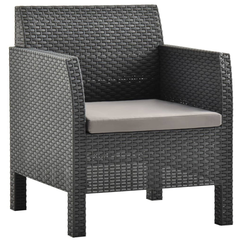 Dealsmate  4 Piece Garden Lounge Set with Cushions PP Rattan Anthracite