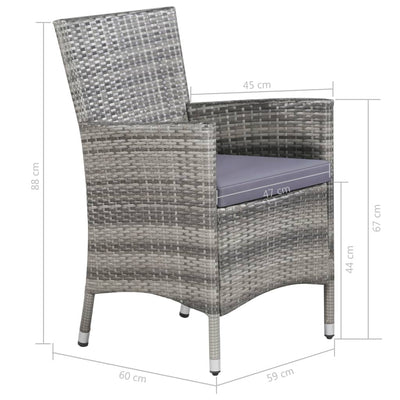 Dealsmate  11 Piece Outdoor Dining Set with Cushions Poly Rattan Grey