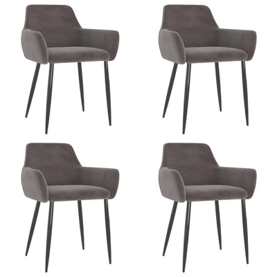 Dealsmate  Dining Chairs 4 pcs Light Grey Velvet