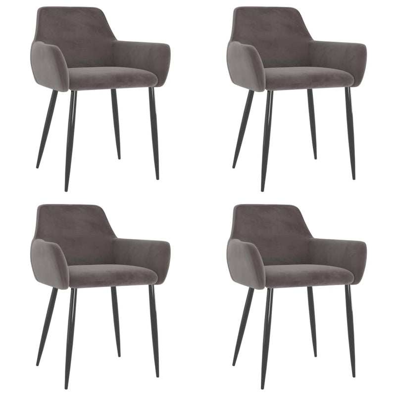Dealsmate  Dining Chairs 4 pcs Light Grey Velvet