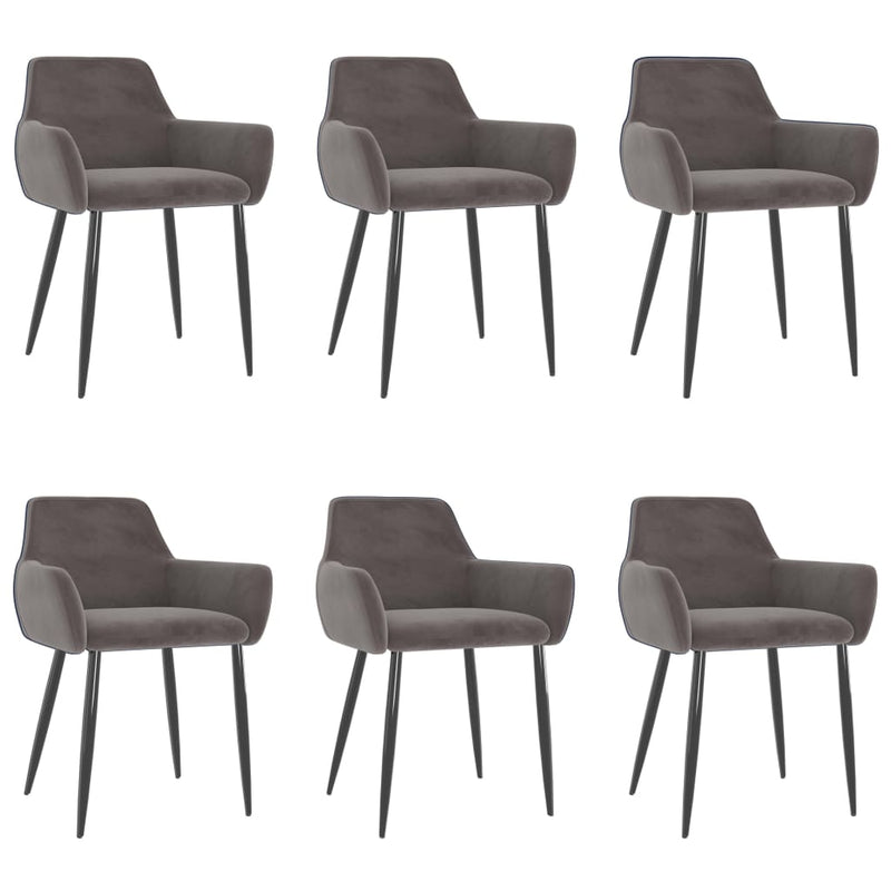 Dealsmate  Dining Chairs 6 pcs Light Grey Velvet