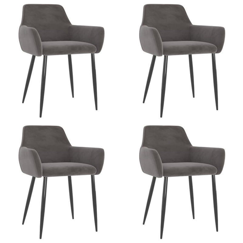Dealsmate  Dining Chairs 4 pcs Dark Grey Velvet