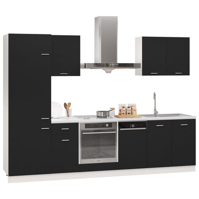 Dealsmate  7 Piece Kitchen Cabinet Set Black Engineered Wood