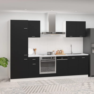 Dealsmate  7 Piece Kitchen Cabinet Set Black Engineered Wood