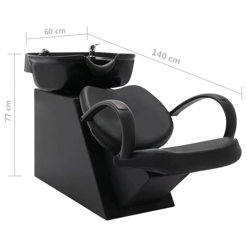 Dealsmate  Salon Shampoo Chair with Washbasin Black Faux Leather
