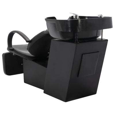 Dealsmate  Salon Shampoo Chair with Washbasin Black Faux Leather