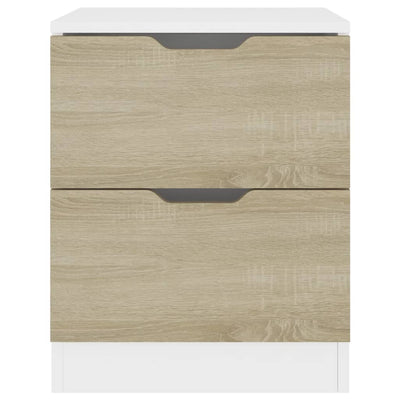 Dealsmate  Bedside Cabinet White & Sonoma Oak 40x40x50 cm Engineered Wood