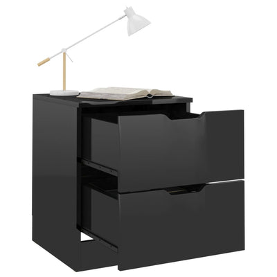 Dealsmate  Bedside Cabinet High Gloss Black 40x40x50 cm Engineered Wood