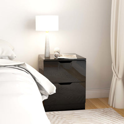 Dealsmate  Bedside Cabinet High Gloss Black 40x40x50 cm Engineered Wood