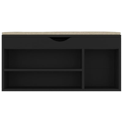 Dealsmate  Shoe Bench with Cushion Black 104x30x49 cm Engineered Wood