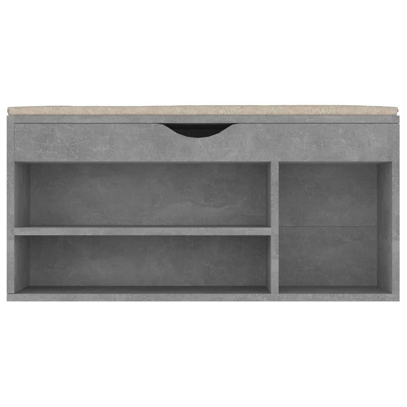 Dealsmate  Shoe Bench with Cushion Concrete Grey 104x30x49 cm Engineered Wood