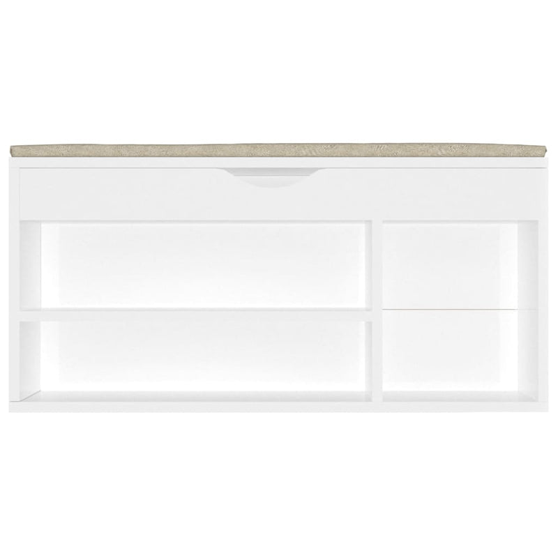 Dealsmate  Shoe Bench with Cushion High Gloss White 104x30x49 cm Engineered Wood
