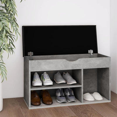 Dealsmate  Shoe Bench with Cushion Concrete Grey 80x30x47 cm Engineered Wood