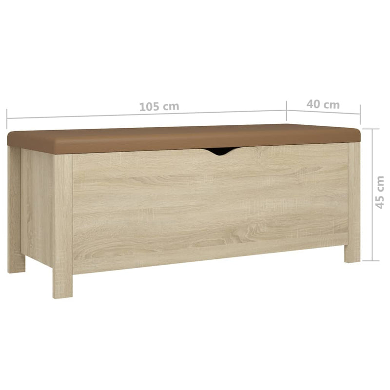 Dealsmate  Storage Box with Cushion Sonoma Oak 105x40x45 cm Engineered Wood